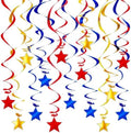 30 Pcs Red Blue Gold Hanging Swirl Decorations Foil Ceiling Streamers by PARTVON