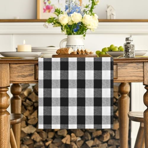Artoid Mode Black and White Buffalo Check Summer Table Runner 13x48 Inch - Image 2