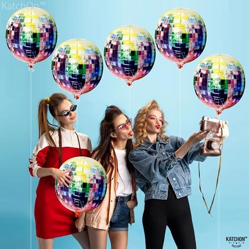 KatchOn Large Disco Ball Balloons - 22 Inch, Pack of 6, Decades Party Decor - Image 6