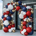 Red White Blue Balloon Arch Double Stuffed, Navy Blue Dark Ruby Red Balloon Garland Kit with Latex Gold for Birthday 4th Of July Patriot Independence Day Veterans Day New Year Christmas Party Decor by Partycus