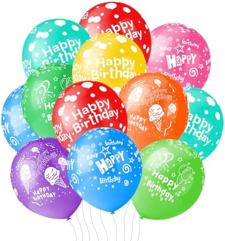 50pcs 12inch Happy Birthday Balloons for Men&Women, Assorted Balloons for Party, Beautiful Flowers Printed Decoration (Birthday) by PeStary