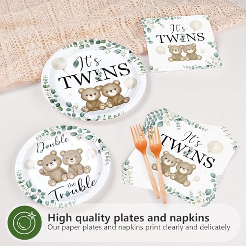 96 Pcs Twin Baby Shower Party Decorations for Twins, Serves 24 - Image 3