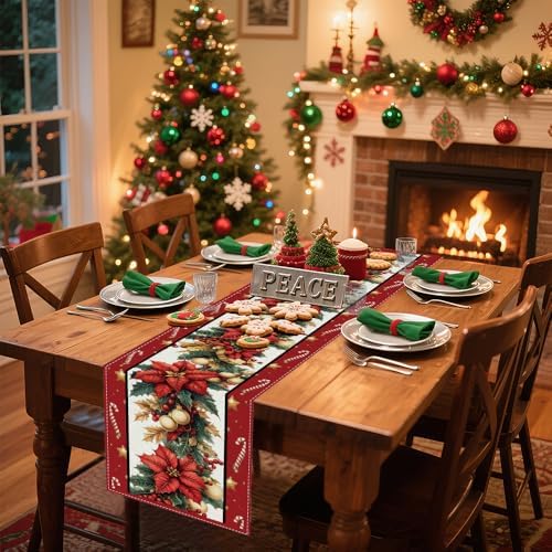 Winter Table Runner, Seasonal Christmas Kitchen Table Decoration, Suitable for WinterChristmas Family Gathering Indoor 13x72 inches (13x72 inches, Three Christmas Trees) - Image 3