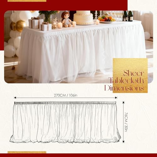 THARAHT Tulle Table Skirt 9FT 270CM Long for Rectangle Tables Round Tables Ruffle Desk Skirt for Princess Girls Birthday Party Cake Dessert Decorations Table Skirt - Image 2