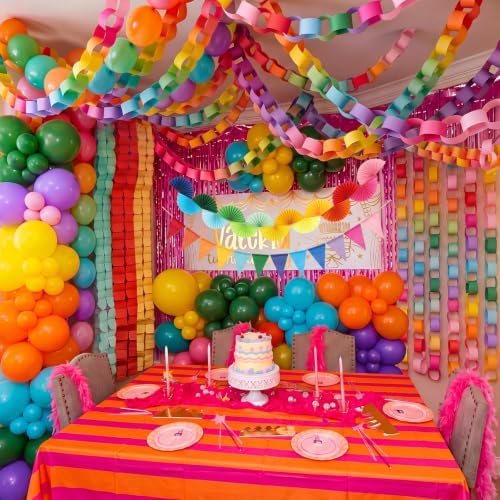 TaoBary 800 Pcs Colorful Paper Chain Garland Party Decoration Kit with 600 Paper Strips, 180 Balloons, Silver Tassel Lampshade, Gold Star Garlands, Streamers Banners for Birthday Baby Shower Classroom - Image 7