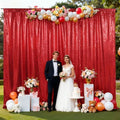 SquarePie 10x10ft Red Sequin Backdrop, High Density Non-Transparent Glitter Curtain for Photography, Birthday, Wedding Party Decorations, Thick Solid Background with 4" Rod Pocket, 1 Panel by SquarePie