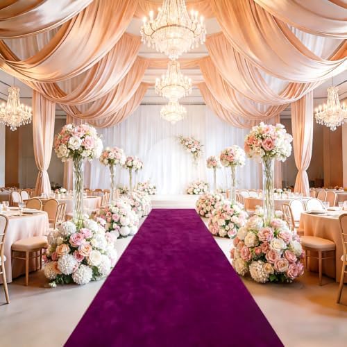 FUHSY Purple Carpet Runner for Party Aisle Runner for Wedding Ceremony Outside 4x20 FT Aisle Runners for Weddings Carpet Runway Bridal Walkway Runner Rug for Prom Events - Image 3