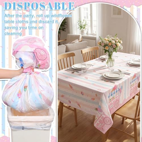 NatNarr 3 Pack Ice Cream Tablecloths, Ice Cream Party Decorations - Image 5