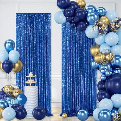 Royal Blue Sequin Backdrop Curtain Panels for Parties Sparkly Photo Drapes - Image 6