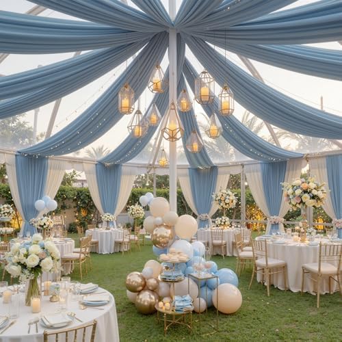 10ftx40ft Dusty Blue Ceiling Curtain for Wedding Parties - Image 5