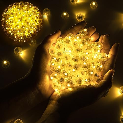 50pcs Balloon Lights Mini LED Lights Round Long Standby Time Ball Lamps for Paper Lantern Birthday Party Christmas Halloween Decoration Warm White Plastic Waterproof by chzk