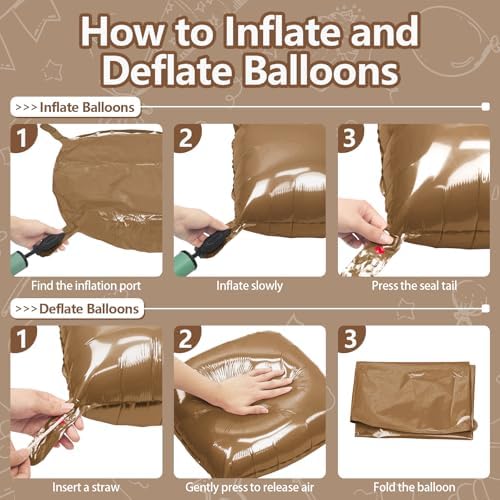 NISOCY 25PCS Brown Square Foil Balloons Wall Backdrop - Image 3