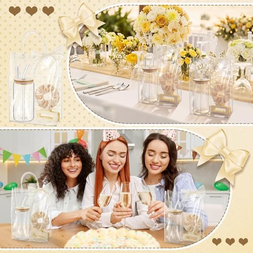 SiliFine 25 Pcs/6 Set Champagne Birthday Gifts for Girls Party Supplies, 6 Glass Cups, 6 Hair Bands, 6 Hair Clip, 6 Tote Bags, 1 Ribbon for Women Sisters Daughter Spa Sleepover Slumber Party Favor - Image 5