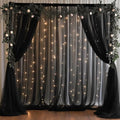20x10ft Black Tulle Backdrop Curtain with Lights String for Parites, Sheer Photo Backdrop Curtains with Lights for Wedding Backdrop Ceremony Reception Bridal Shower Baby Shower Birthday Party by PartyTalk