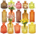 Set of 15 Gold Colored Glass Bud Vases Small Textured Flower Vases by saiguomi