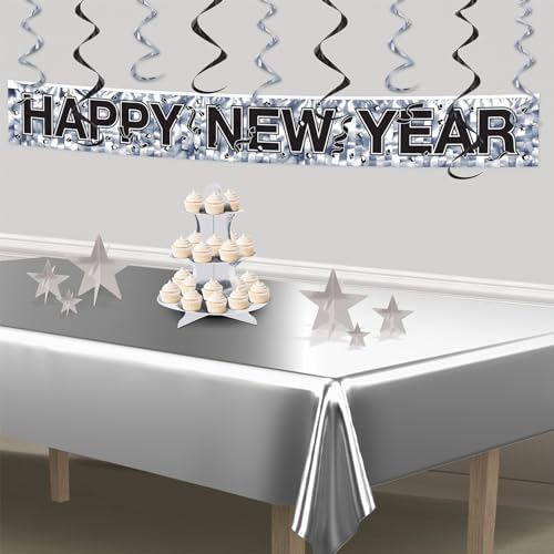 Beistle 3-D Foil Star Centerpieces, 9-Pack Silver Cardstock Table Decorations for Awards Night Themes, New Year’s Eve, Anniversary Parties and Elegant Celebration Displays, Three Sizes 3", 5½", 8" - Image 5
