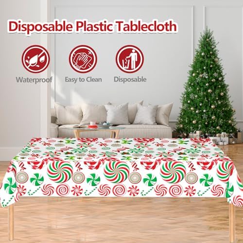 3 PCS Christmas Plastic Candy Tablecloth, 54x108 Inch - Image 3
