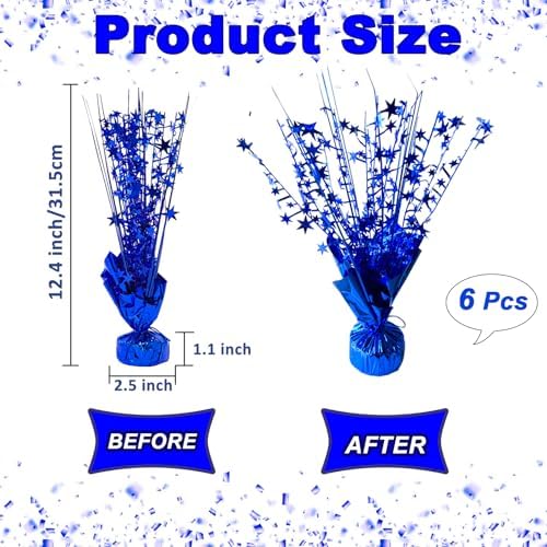 FUBININA 6 Pack Metallic Foil Spray Centerpiece Star Table Decoration Burst Glitter Tabletop Centerpieces for Birthday Christmas New Years Nye Wedding Graduation Holiday Party Supplies Decor, Blue - Image 5
