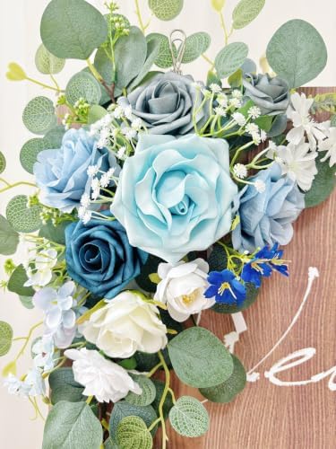 Odouzy Pack of 2 Wedding Arch, Artificial Flowers, Wedding Decor，Flower Garland Be Suited to Banquet, Party, Reception Entrance Welcome Sign and Background Decoration (Blue) - Image 4