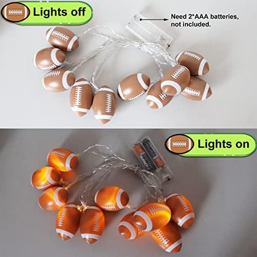 Yayfazy Football Decor String Lights, 5ft 10LED Light Up Football Decorations Battery Operated for Sports Theme Party, Christmas Fall Football Ornaments, Birthday Gifts for Boys, Son, Grandson - Image 4