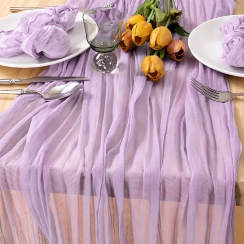 Lilac Purple Cheesecloth Table Runner Fall Boho Wedding Party Decor 10ft by MLMC