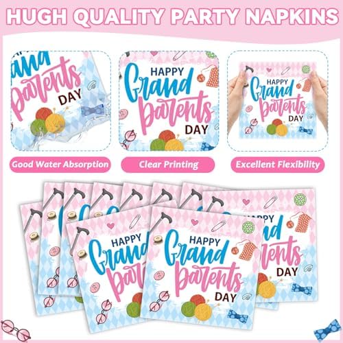 gisgfim 96Pcs Grandparents Day Party Supplies Paper Plates Napkins - Image 4