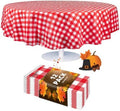 Grandipity Plastic Table Cloth Disposable 12 Pack 84" Round Red Gingham by Grandipity