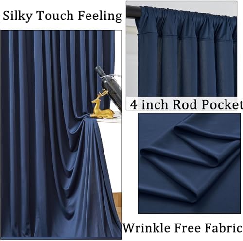 40ftx10ft Wrinkle Free Navy Blue Backdrop Curtains for Parties, Thick Polyester Backdrop Drapse 8 Panels 5x10ft for Weddings Birthday Photography Background Curtains - Image 2