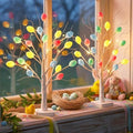 Vanthylit Easter Decorations, 2 Pack Lighted Easter Tree Battery Operated with Timer, 22 Inch LED Birch Tree with 36 Egg Ornaments Indoor Tabletop Centerpiece Light for Home Decor by Vanthylit