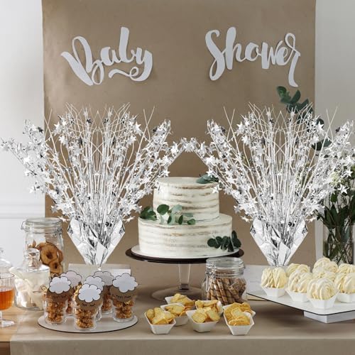 Crowye 18 Pcs Silver Foil Spray Centerpiece Table Decoration for Wedding - Image 6
