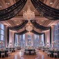 12 Panels Black Ceiling Curtains with Lights for Weddings - 5ftx20ft Wrinkle-Free Tulle Fabric Wedding Arch Draping Ceiling Drapes Decorations for Wedding Party Ceremony Stage Tent Event by Unknown