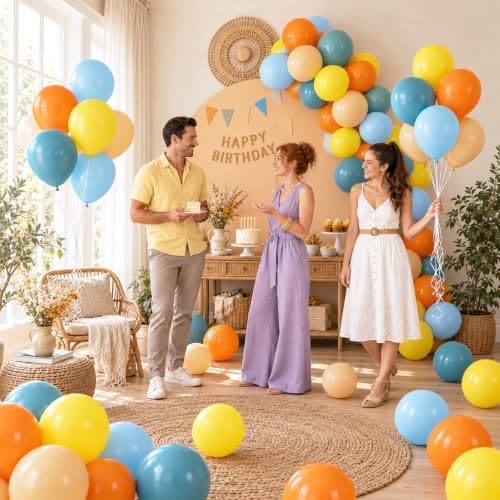 Blue Balloons, Yellow Orange for Boys Birthday Baby Shower Boho Son Party - Image 4