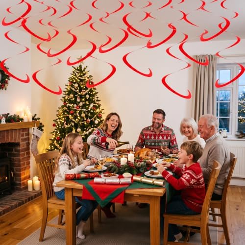 BEISHIDA 30Pcs Red Hanging Swirls for Birthday Christmas Decorations - Image 4