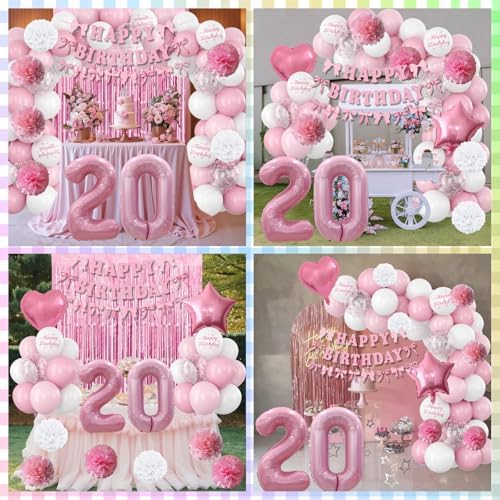 20th Birthday Decorations Girls Pink Number 20 Balloon Bow Coquette Party - Image 6