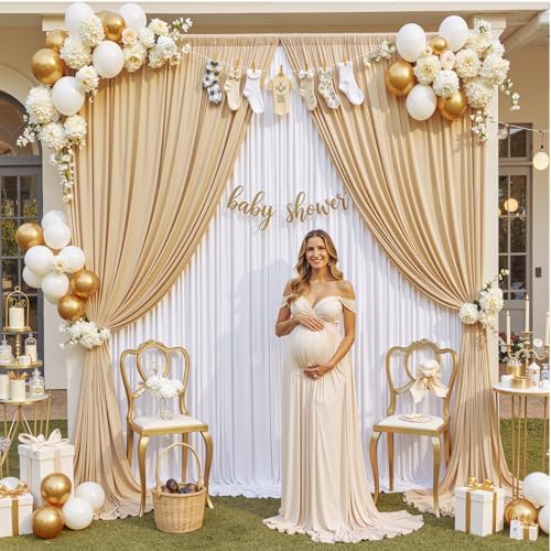 30x12 ft Champagne Backdrop Curtains for Weddings, Birthdays and Photos - Image 4