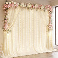 Light Champagne Backdrop Curtains with Lights String for Parties,10x10FT Wrinkle Free Wedding Photo Backdrop Curtains for Baby Shower Birthday Ceremony Reception Home Party Decorations-5ft x 10ft by Partisky