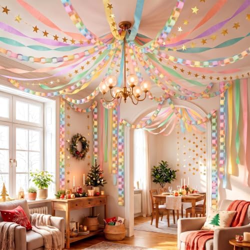 TaoBary Pastel Party Decorations 600 Large Paper Chain, Pastels, Large Size - Image 2