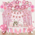 Pink Birthday Party Decorations Women Girls Birthday Party Supplies by OuddyParty