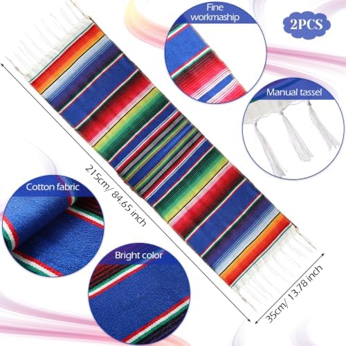 Tegeme 2 Pcs Mexican Table Runners 14 x 84 Inch Cotton,Elegant Style - Image 2