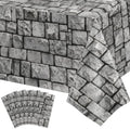 6 Pack Stone Wall Plastic Tablecloths, Medieval Castle Party Decorations by NatNarr