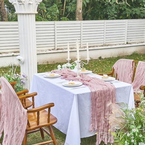 4 Pack Pink Cheesecloth Table Runner for Fall Birthday Party Home Decor - Image 7
