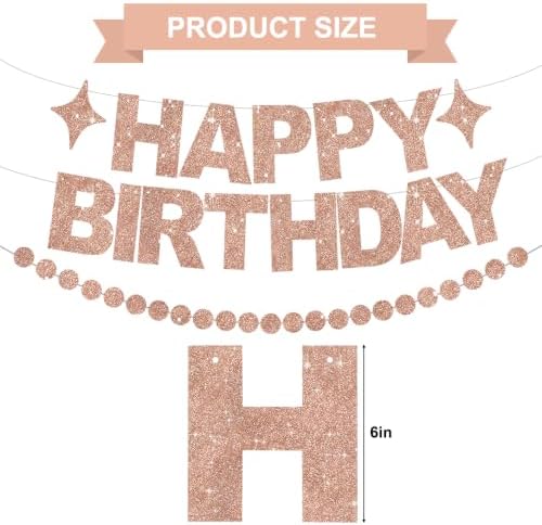 BEISHIDA Pre-Strung Glitter Rose Gold Happy Birthday Banner Party Decor - Image 3