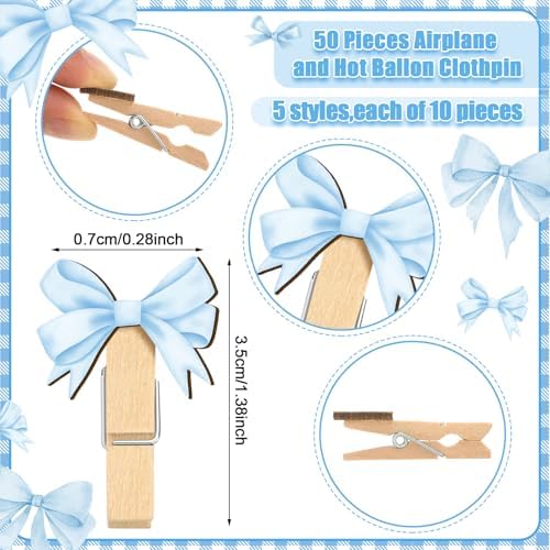 Patelai 321 Pcs Baby Shower Games Supplies, Blue Bow - Image 3