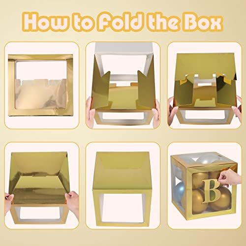 Voircoloria Baby Balloon Boxes with Letters, Gold, 4 Transparent Boxes - Image 7