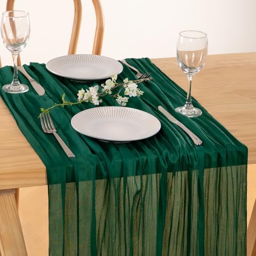 Emerald Green Christmas Cheesecloth Table Runner Home Decor 10ft, 6 Pack - Image 5