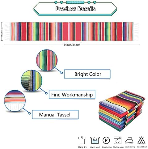 Tartaglia 12 Pack Mexican Table Runners 14x84 in Fiesta Party Decorations - Image 5