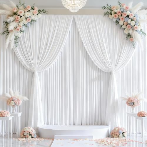 16x10FT White Backdrop Curtains for Wedding Parties, Wrinkle Free Polyester Photography Backdrop Drapes for Wedding Baby Shower Birthday Parties Stage Background Stand Decorations 4x10ft,4 Panels - Image 7