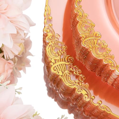 Hioasis 175 Pcs Pink Gold Plates for Party - Image 2