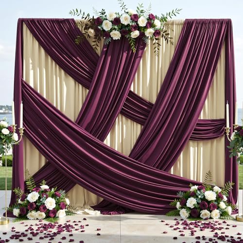 10x12 ft Burgundy Backdrop Curtains for Weddings, Birthdays and Photos - Image 6