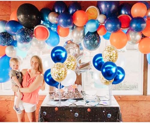 TONIFUL 4 Set White Blue Gold Balloon Centerpieces for Table,Balloon Stand - Image 6